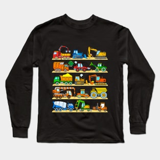 Construction Trucks Cement Truck Dozer Diggers Dumper Long Sleeve T-Shirt